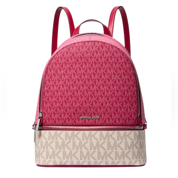 Michael Kors Rhea Medium Color-Block Signature Logo Backpack - Picture 2 of 13